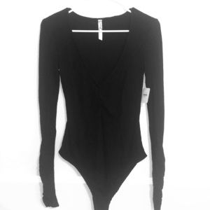 NWT NBW Free People Black knit bodysuit